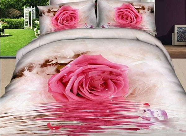 Newest cute spanish design printed floral pink flower bulk bed sheets king  size 3d bed cover set - AliExpress