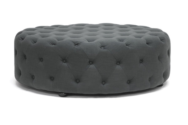 Baxton Studio Cardiff Beige Linen Tufted Ottoman Imtinanz