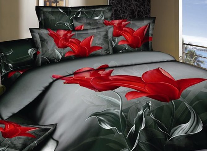 Reactive Print bedding sets luxury include Duvet Cover Bed sheet