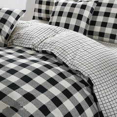 Black and White Plaid Print Cotton Luxury 4-Piece Bedding Sets/Duvet Cover