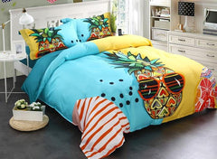 Brocade Cool Pineapple Seaside Leisure Casual Style Luxury 4-Piece Cotton Bedding Sets