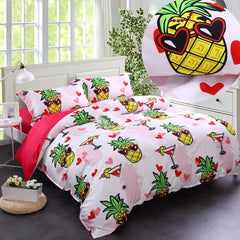 Brocade Sweet Pineapples Seaside Party Casual Style Luxury 4-Piece Cotton Bedding Sets