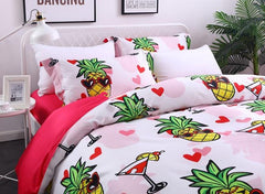 Brocade Sweet Pineapples Seaside Party Casual Style Luxury 4-Piece Cotton Bedding Sets