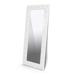 Baxton Studio Stella Crystal Tufted White Floor Mirror