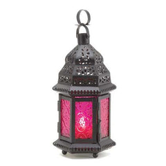 Fuschsia Glass Moroccan Lantern