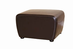 Baxton Studio Full Leather Ottoman with Rounded Sides