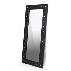 Baxton Studio Stella Crystal Tufted Black Floor Mirror